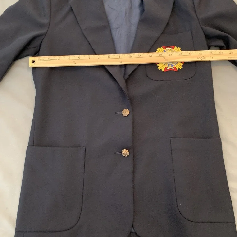 Vintage ArtCraft Blazers Blazer Mens 36 Blue Navy VFW Patch Two Button‎ USA